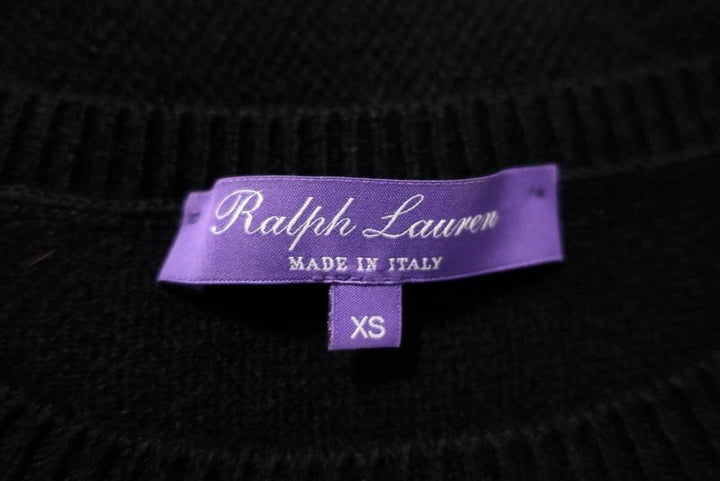 Ralph Lauren Purple Label Fringed Cashmere Sweater Black Size Extra Small available at CelebrityOwned.com img_6