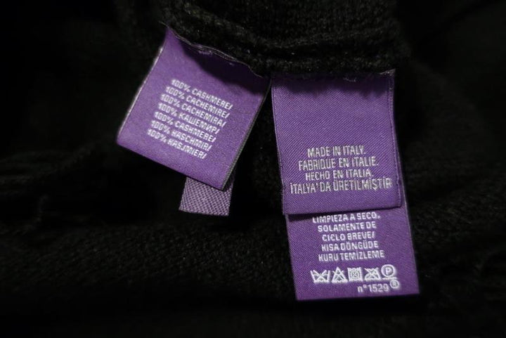 Ralph Lauren Purple Label Fringed Cashmere Sweater Black Size Extra Small available at CelebrityOwned.com img_7