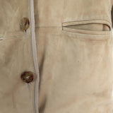 Ralph Lauren Suede Front Cardigan Sweater Beige Knit Size Extra Small available at CelebrityOwned.com img_2