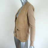Ralph Lauren Suede Front Cardigan Sweater Beige Knit Size Extra Small available at CelebrityOwned.com img_3