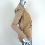 Ralph Lauren Suede Front Cardigan Sweater Beige Knit Size Extra Small available at CelebrityOwned.com img_4