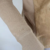 Ralph Lauren Suede Front Cardigan Sweater Beige Knit Size Extra Small available at CelebrityOwned.com img_5