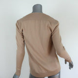 Ralph Lauren Suede Front Cardigan Sweater Beige Knit Size Extra Small available at CelebrityOwned.com img_6