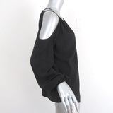 Ramy Brook Cold Shoulder Top Gigi Black Stretch Silk Blouse Size Extra Small available at CelebrityOwned.com img_4