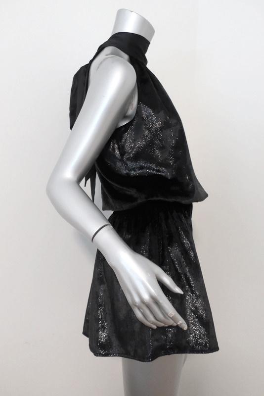 Ramy Brook Mini Dress Lori Black Metallic Velvet Size Extra Extra Small NEW available at CelebrityOwned.com img_3