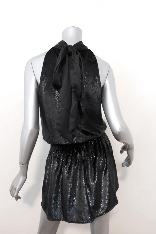 Ramy Brook Mini Dress Lori Black Metallic Velvet Size Extra Extra Small NEW available at CelebrityOwned.com img_5