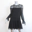 Ramy Brook Mini Dress Watson Black Lace-Trim Silk Size Extra Small Long Sleeve