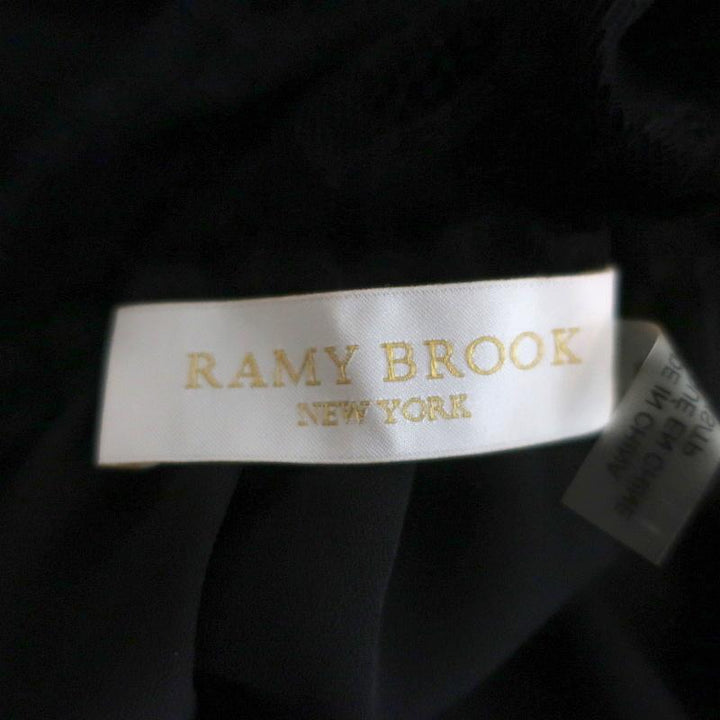 Ramy Brook Mini Dress Watson Black Lace-Trim Silk Size Extra Small Long Sleeve available at CelebrityOwned.com img_7