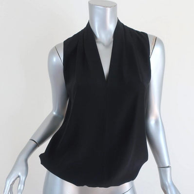 Ramy Brook Sleeveless Top Robi Black Stretch Silk Size Extra Small V-Neck Blouse available at CelebrityOwned.com img_1