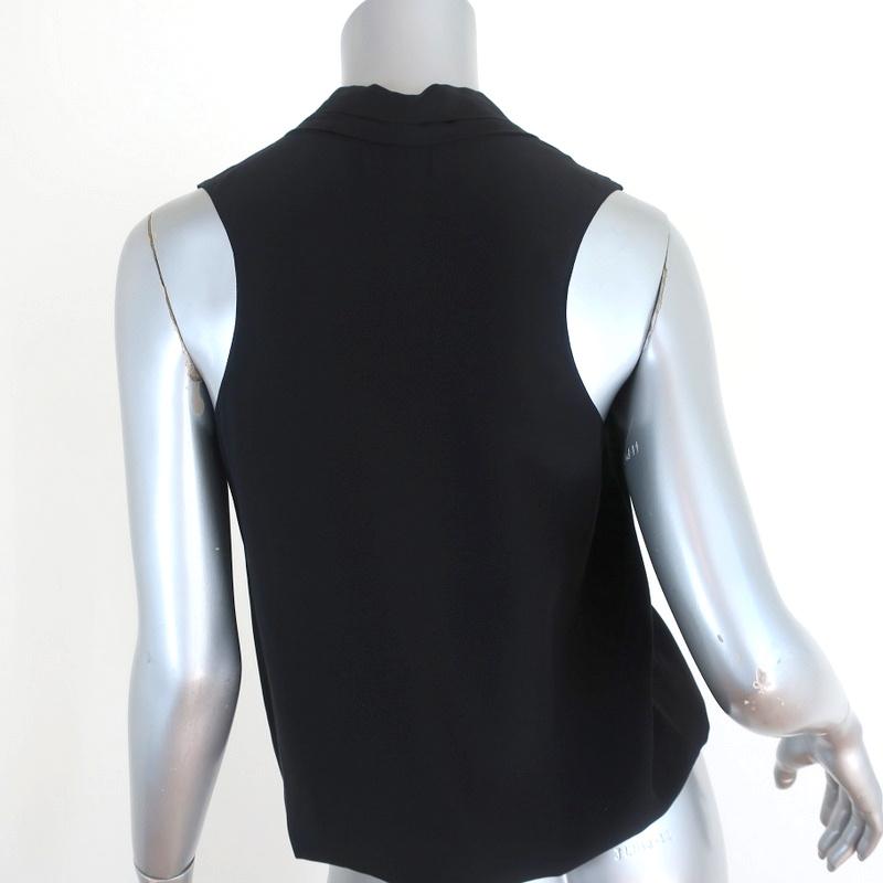 Ramy Brook Sleeveless Top Robi Black Stretch Silk Size Extra Small V-Neck Blouse available at CelebrityOwned.com img_4