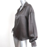 Raquel Allegra Collared Popover Blouse Gray Satin Size 3 Long Sleeve Top-img_[image_position} from CelebrityOwned.com