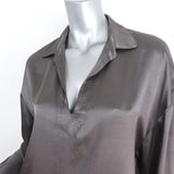Raquel Allegra Collared Popover Blouse Gray Satin Size 3 Long Sleeve Top-img_[image_position} from CelebrityOwned.com
