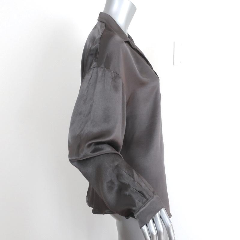 Raquel Allegra Collared Popover Blouse Gray Satin Size 3 Long Sleeve Top-img_[image_position} from CelebrityOwned.com