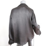 Raquel Allegra Collared Popover Blouse Gray Satin Size 3 Long Sleeve Top-img_[image_position} from CelebrityOwned.com