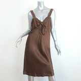 Raquel Allegra Knot Tank Dress Olive Brown Satin Size 3 available at CelebrityOwned.com img_1