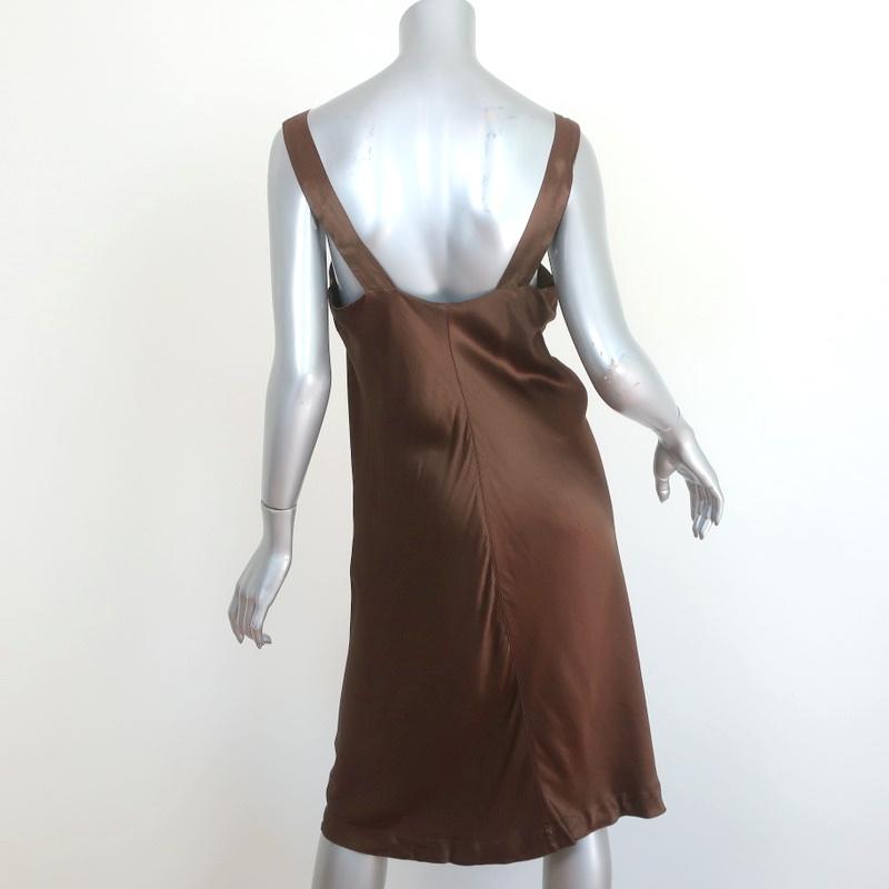 Raquel Allegra Knot Tank Dress Olive Brown Satin Size 3 available at CelebrityOwned.com img_5