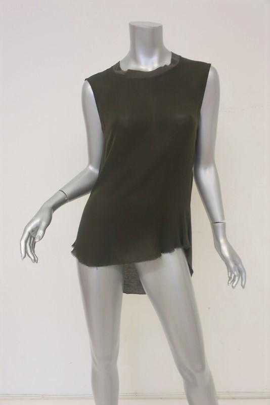 Raquel Allegra Tank Top Dark Brown Silk &amp; Jersey Size 0 Sleeveless Muscle Tee available at CelebrityOwned.com img_1