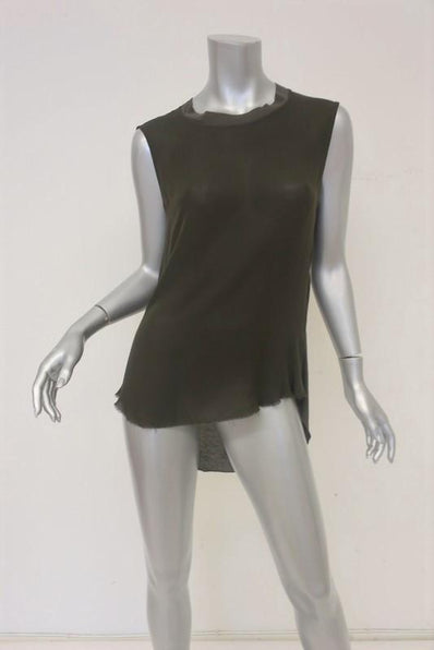 Raquel Allegra Tank Top Dark Brown Silk & Jersey Size 0 Sleeveless Muscle Tee available at CelebrityOwned.com img_1