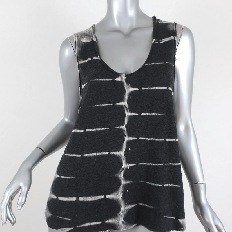 Raquel Allegra Tie Dye Shredded Tank Top Charcoal Size 1 available at CelebrityOwned.com img_1
