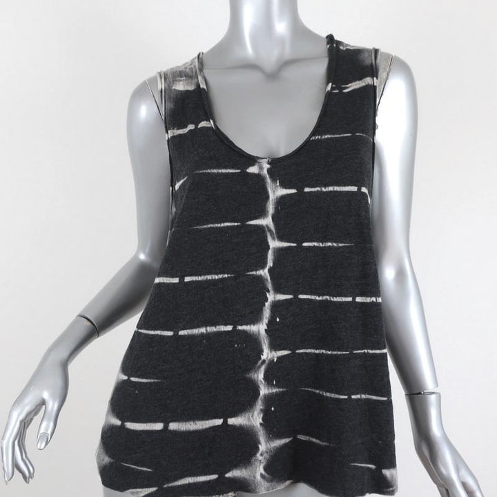 Raquel Allegra Tie Dye Shredded Tank Top Charcoal Size 1 available at CelebrityOwned.com img_1