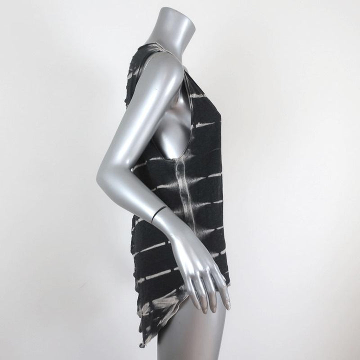 Raquel Allegra Tie Dye Shredded Tank Top Charcoal Size 1 available at CelebrityOwned.com img_4