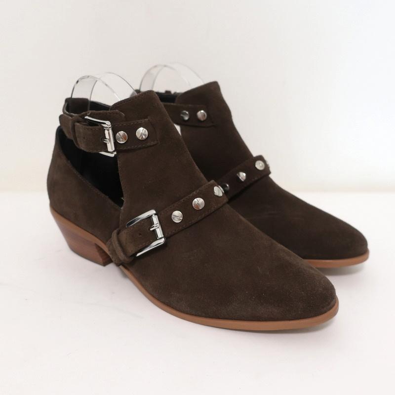 Rebecca Minkoff Abigail Buckle Booties Brown Suede Size 9 Cutout Ankle Boots available at CelebrityOwned.com img_1