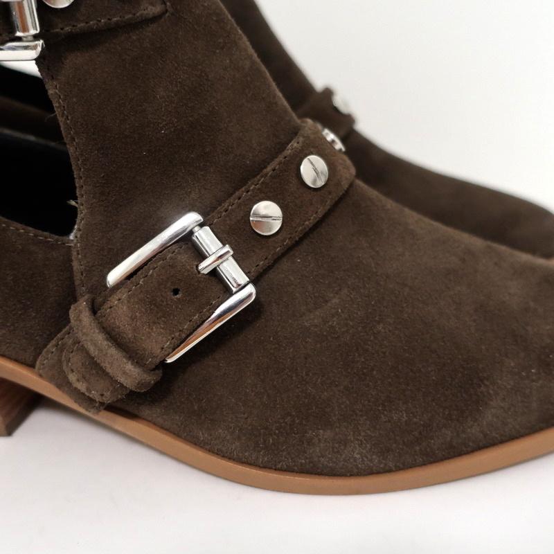 Rebecca Minkoff Abigail Buckle Booties Brown Suede Size 9 Cutout Ankle Boots available at CelebrityOwned.com img_3