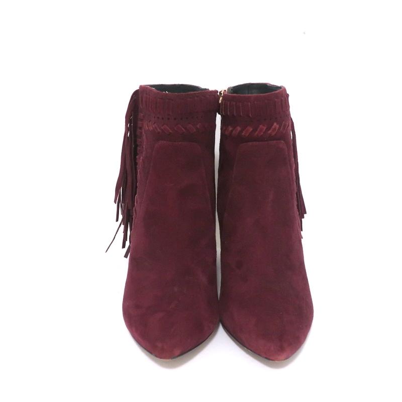 Rebecca Minkoff Fringe Ankle Boots Ilan Wine Suede Size 9 Pointed Toe Booties available at CelebrityOwned.com img_3
