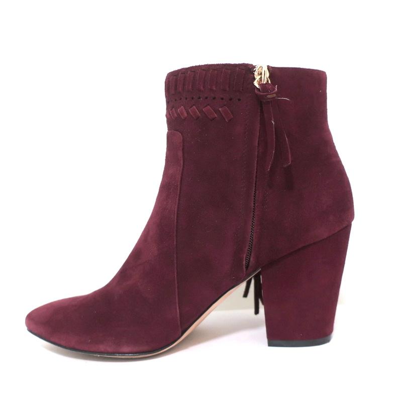 Rebecca Minkoff Fringe Ankle Boots Ilan Wine Suede Size 9 Pointed Toe Booties available at CelebrityOwned.com img_6
