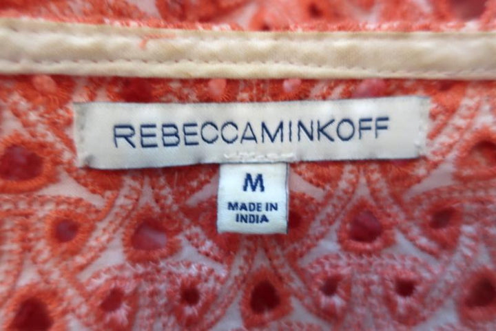 Rebecca Minkoff Moto Jacket Reynolds Peach Eyelet-Embroidered Cotton Size Medium available at CelebrityOwned.com img_8