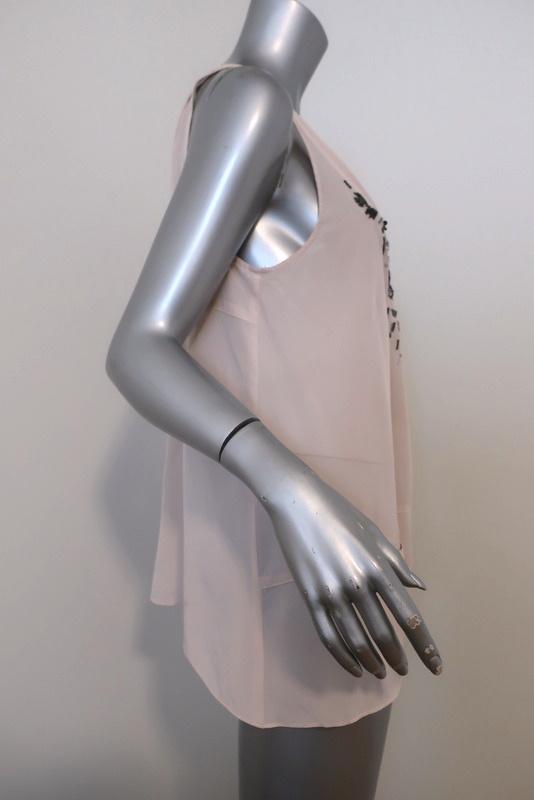 Rebecca Taylor Beaded Tank Top Blush Silk Size 8 Tassel Tie Sleeveless Blouse available at CelebrityOwned.com img_2