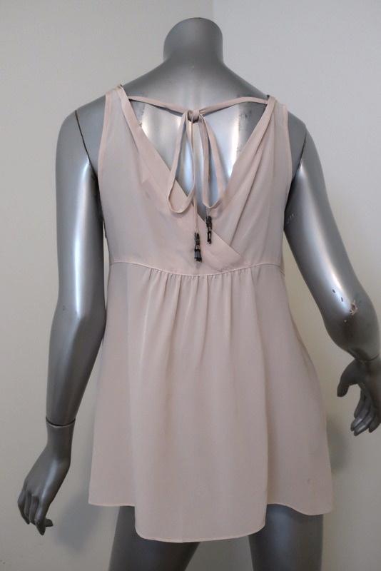 Rebecca Taylor Beaded Tank Top Blush Silk Size 8 Tassel Tie Sleeveless Blouse available at CelebrityOwned.com img_6