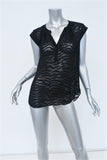 Rebecca Taylor Blouse Black Tiger Fil Coupe Size 0 Cap Sleeve Top available at CelebrityOwned.com img_1