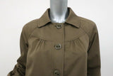 Rebecca Taylor Coat Brown Stretch Cotton Size 4 Button-Front Belted Jacket available at CelebrityOwned.com img_2