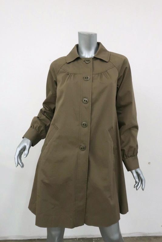 Rebecca Taylor Coat Brown Stretch Cotton Size 4 Button-Front Belted Jacket available at CelebrityOwned.com img_3
