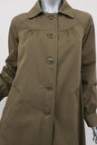 Rebecca Taylor Coat Brown Stretch Cotton Size 4 Button-Front Belted Jacket available at CelebrityOwned.com img_4