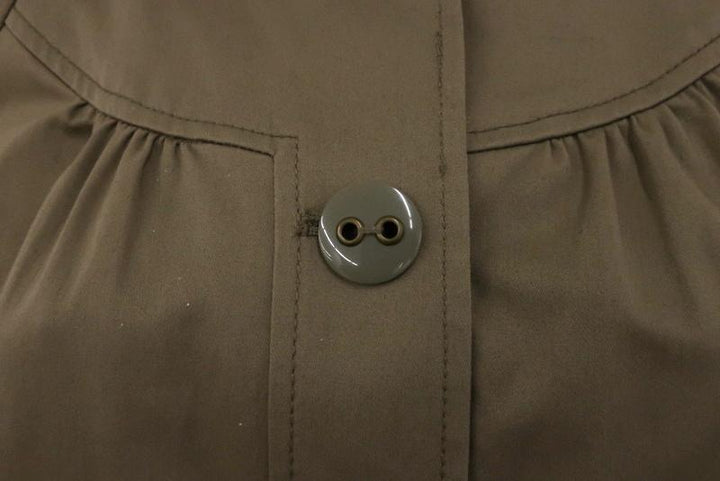 Rebecca Taylor Coat Brown Stretch Cotton Size 4 Button-Front Belted Jacket available at CelebrityOwned.com img_6