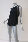 Rebecca Taylor Cutout Shoulder Tank Top Black Crystal-Embellished Silk Size 0 available at CelebrityOwned.com img_2