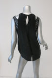 Rebecca Taylor Cutout Shoulder Tank Top Black Crystal-Embellished Silk Size 0 available at CelebrityOwned.com img_4