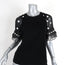 Rebecca Taylor Dot Embroidered Sleeve Top Black Size Small Short Sleeve Tee