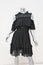 Rebecca Taylor Dress Black Eyelet Embroidered Silk Size 4 Cold Shoulder Mini
