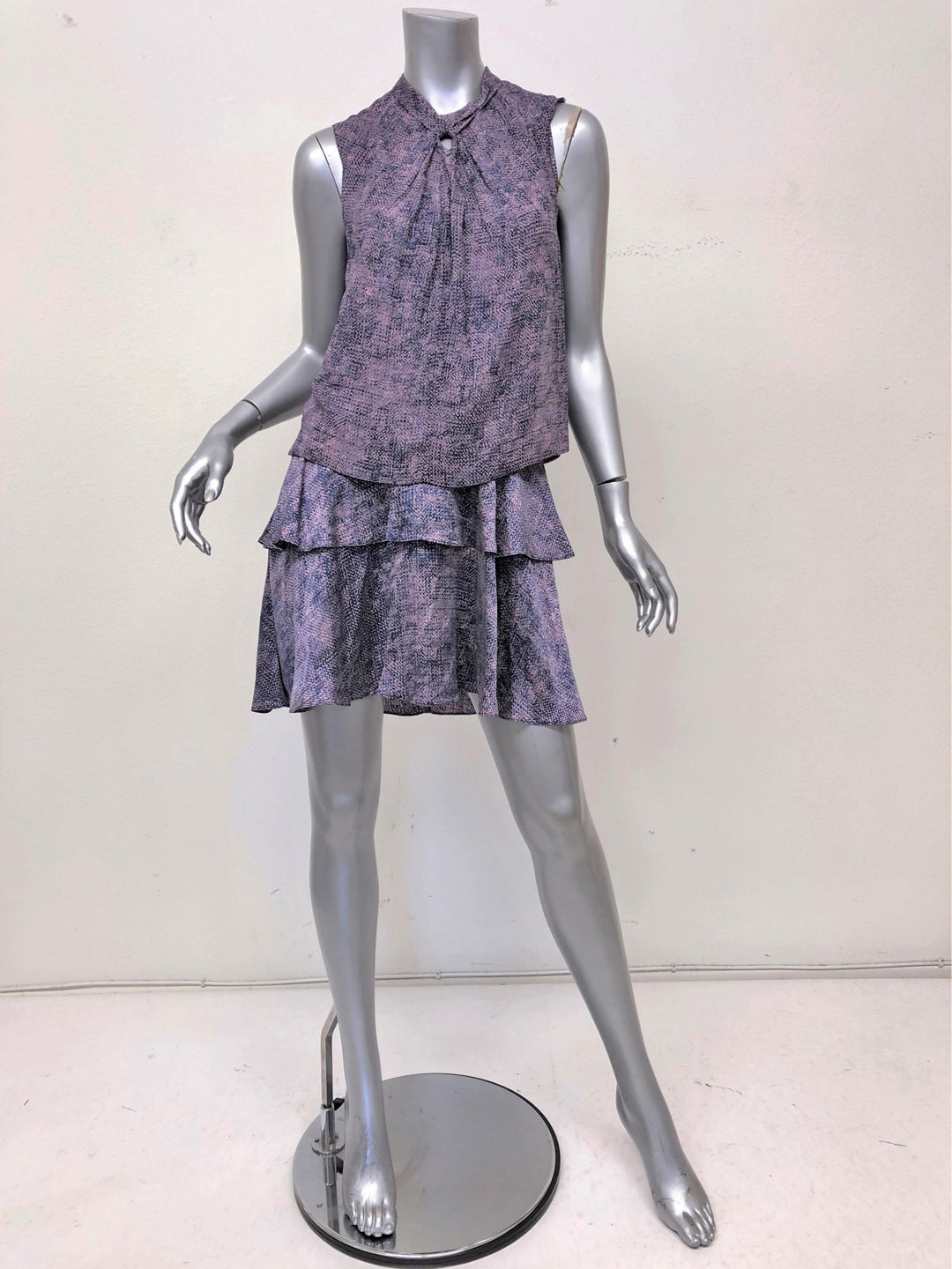 Rebecca Taylor Dress Purple/Pink Static Silk Size 0 Sleeveless Layered Mini available at CelebrityOwned.com img_2