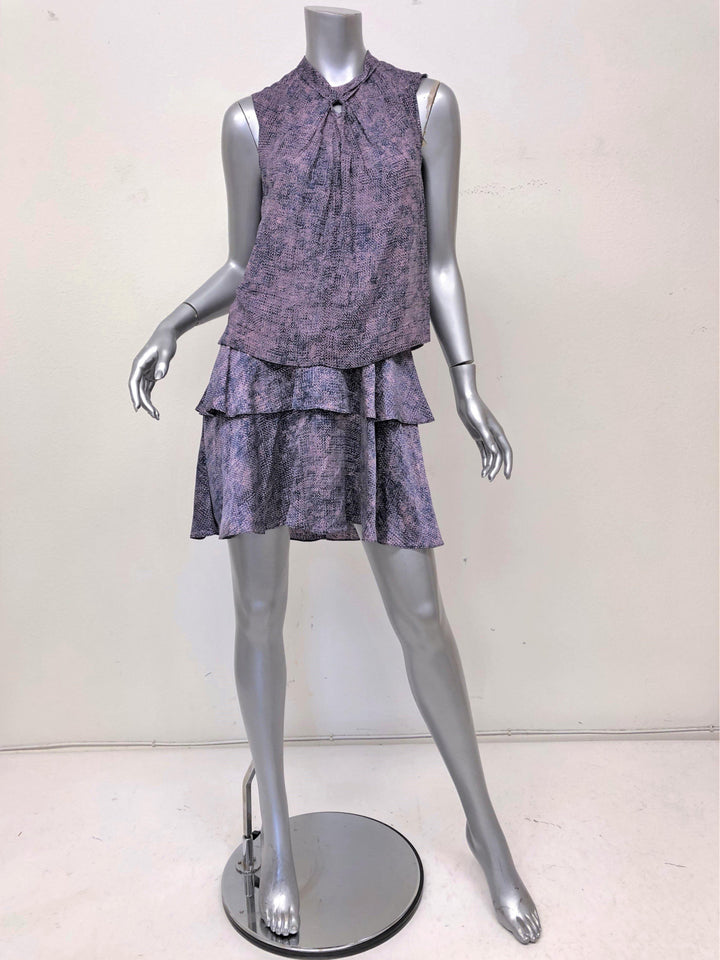 Rebecca Taylor Dress Purple/Pink Static Silk Size 0 Sleeveless Layered Mini available at CelebrityOwned.com img_2