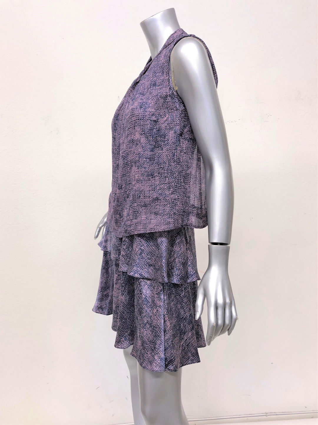 Rebecca Taylor Dress Purple/Pink Static Silk Size 0 Sleeveless Layered Mini available at CelebrityOwned.com img_3