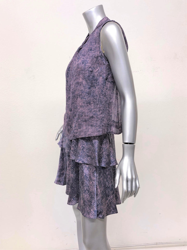 Rebecca Taylor Dress Purple/Pink Static Silk Size 0 Sleeveless Layered Mini available at CelebrityOwned.com img_3