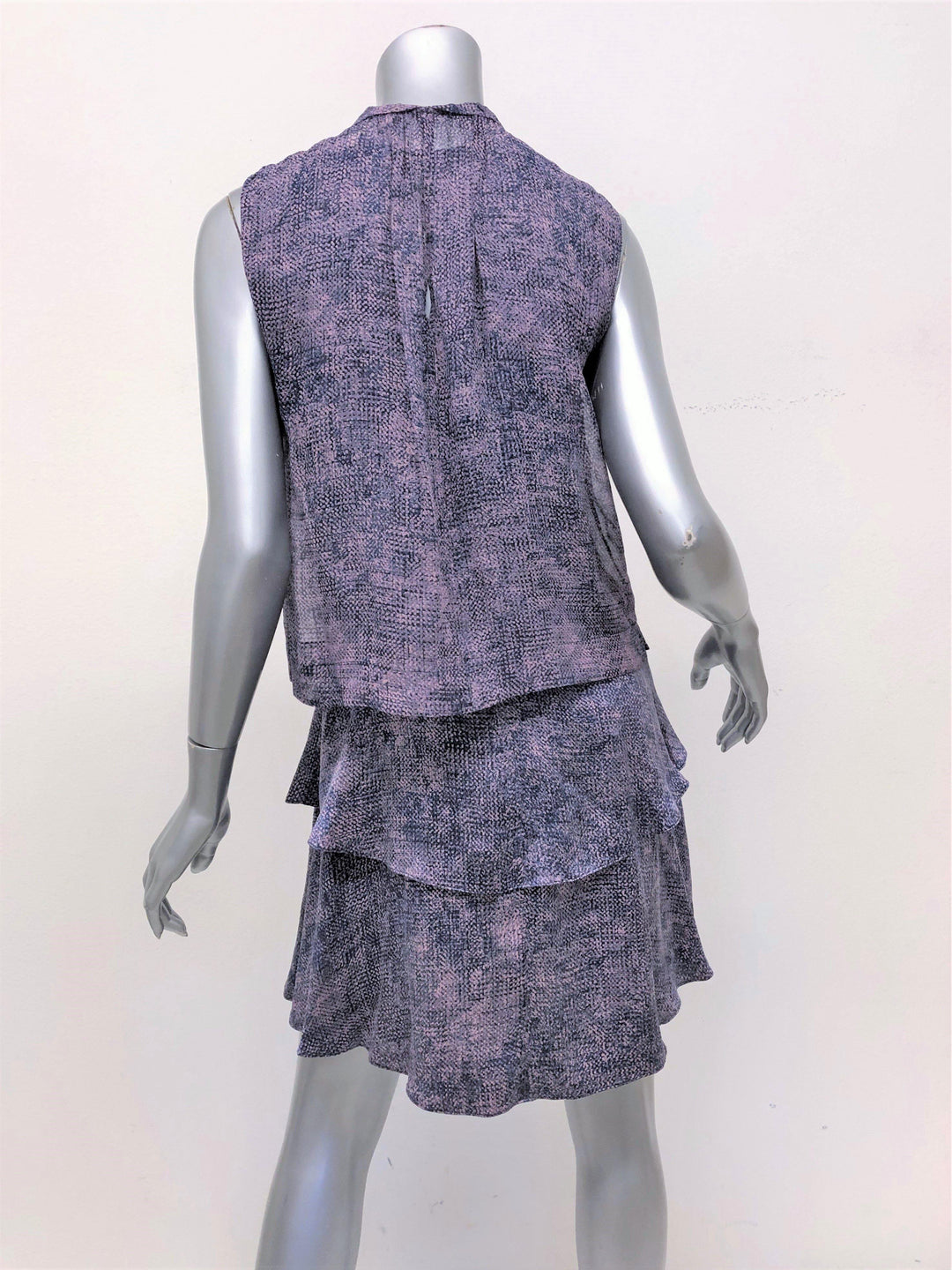 Rebecca Taylor Dress Purple/Pink Static Silk Size 0 Sleeveless Layered Mini available at CelebrityOwned.com img_6