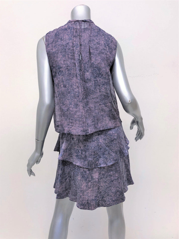 Rebecca Taylor Dress Purple/Pink Static Silk Size 0 Sleeveless Layered Mini available at CelebrityOwned.com img_6