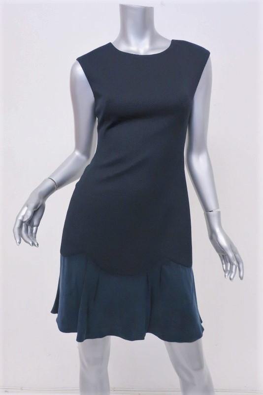 Rebecca Taylor Dress Stacy Navy Stretch Pique &amp; Satin Size 2 Sleeveless Mini NEW available at CelebrityOwned.com img_1