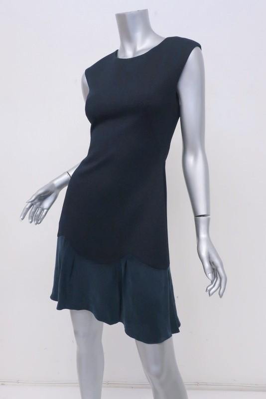 Rebecca Taylor Dress Stacy Navy Stretch Pique &amp; Satin Size 2 Sleeveless Mini NEW available at CelebrityOwned.com img_4
