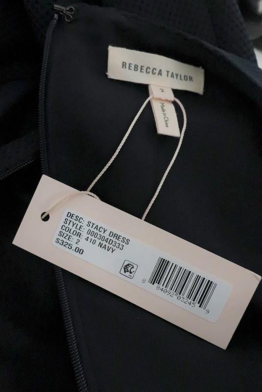 Rebecca Taylor Dress Stacy Navy Stretch Pique &amp; Satin Size 2 Sleeveless Mini NEW available at CelebrityOwned.com img_6